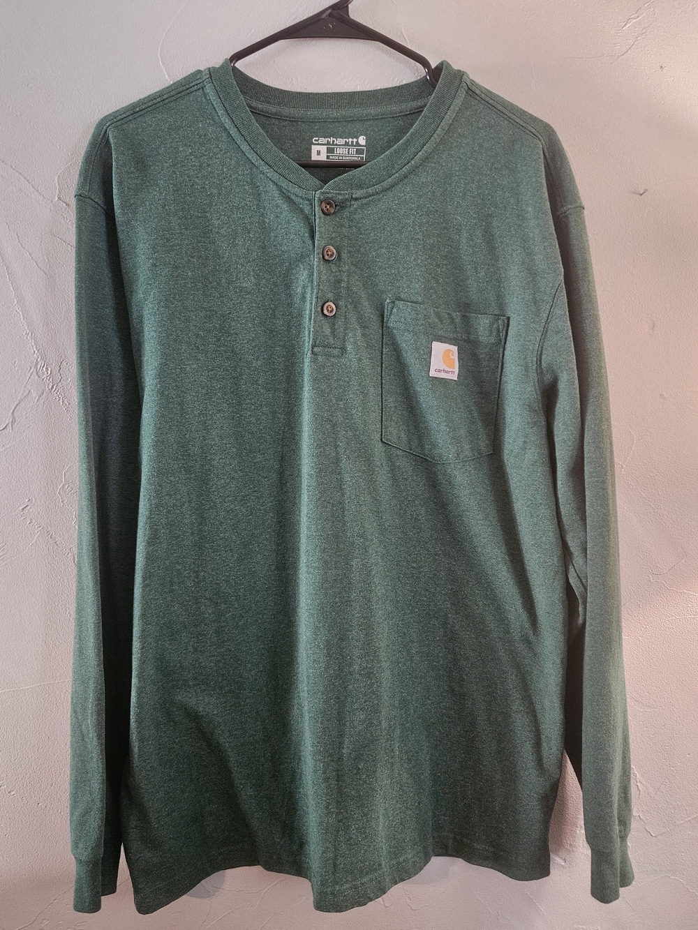 Carhartt Men's Long-Sleeve Henley Pocket Shirt - Forest Green